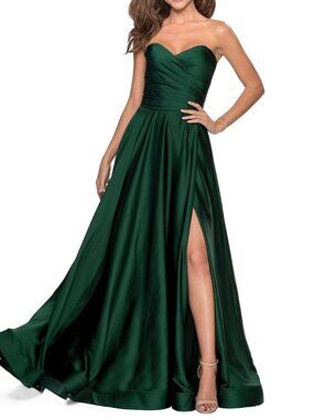 NWT La Femme 28608 Strapless Sweetheart Prom Gown Emerald Size 8